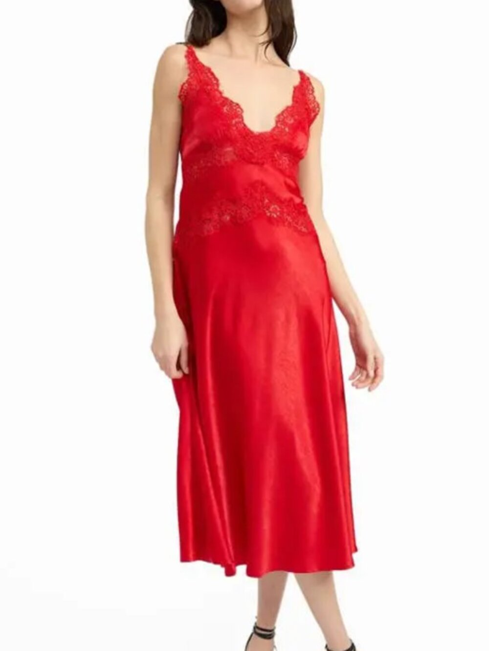 En Saison Franklie Lace Trim Satin Midi Dress Ruby S Read Desc Eyelash Lace